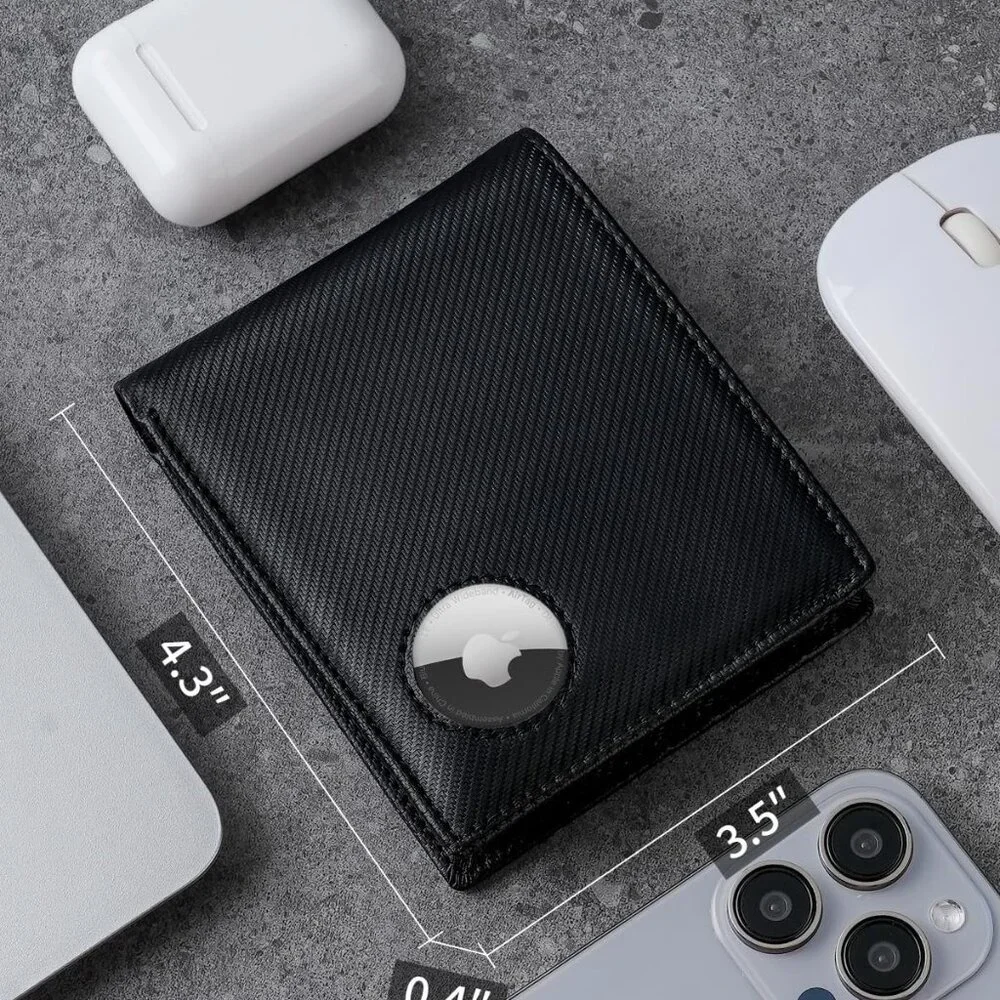 Black Wallet for Men Bifold Wallet with AirTag Holder‎ RFID Blocking Wallet